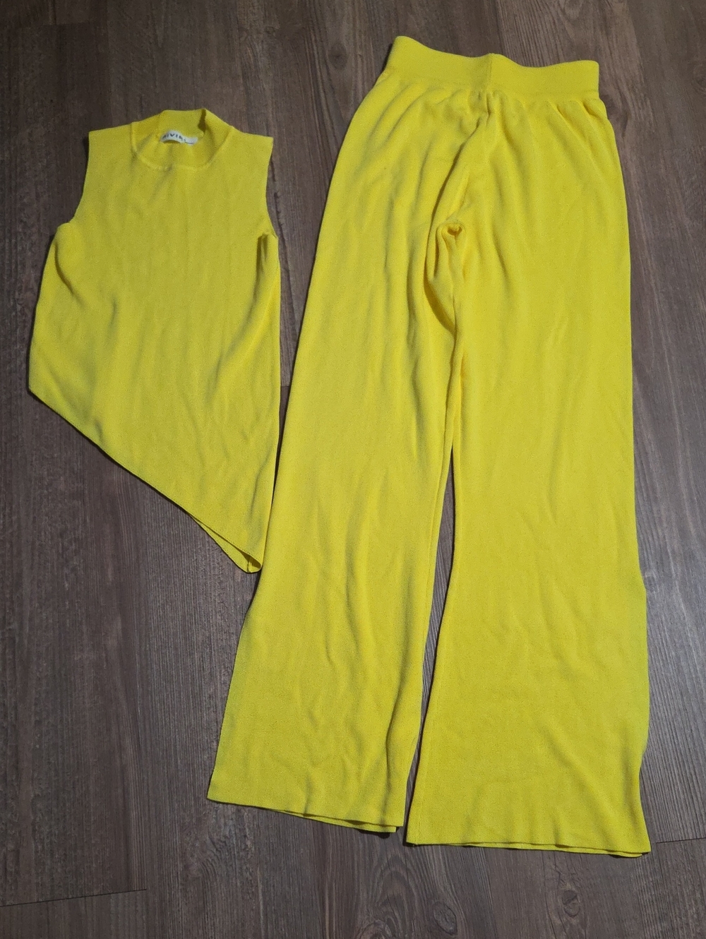 Yellow Rivir Knit Wide-Leg Pant Set
